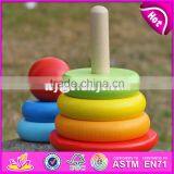 2017 New Design Colorful Rainbow Town Kids Wooden Stacking Rings Toy W13D136 thumbnail-3