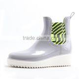 New Design Wedge Thick Heel Chelsea Shiny PVC Chelsea Rain Boots Women thumbnail-5