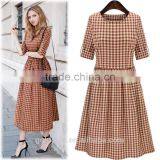 2016 Spring Red and Blue Tantan Print Women Plaid Flannel Shirt Dresses thumbnail-1