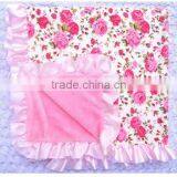 China Low Price High Quality Wholesale Cotton Soft Blanket With Satin Ruffle for Baby Warmer Cover thumbnail-2