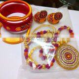 Stylish Silk Thread Bangles ,Indian Bangle Sets With Necklace and Earrings thumbnail-5