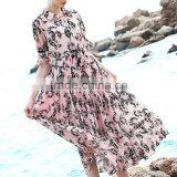 Maxnegio Printed Maxi Chiffon Long Pink Beach Dress thumbnail-3