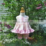 2017 new arrival floral wholesale children's boutique clothing of baby clothes girl smocked dress set