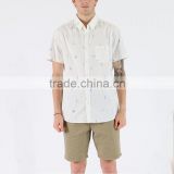 New fashion custom button up short sleeve white printed shirts for men