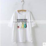 Lovely Printing Short Sleeve T-shirt Collar Joker Summer the New 2017 Small Pure and Fresh and Women's Clothing thumbnail-2