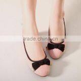 Zm50194b Flat Lady Shoes With Bowknot Wholesale Pure Color Plus Size Shoe thumbnail-2