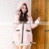 Winter Women's Long Natural Real Wool Sheep Shearling Coat Plus Size Jacket With Hood Genuine Fox Fur Pockets thumbnail-3