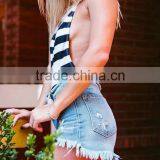 Runwaylover 150 Europe Style 2017 Women Sexy High Waist Hole Denim Shorts thumbnail-3