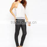 2016 Guangzhou Shandao Supplier New Arrivals Beautiful Summer Fashion Women Sexy Spaghetti Strap White Slim Lace Tops thumbnail-5