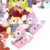 Wood Sewing Buttons Scrapbooking 2 Holes Deer Animal At Random Flower Pattern thumbnail-1
