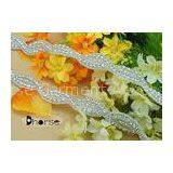 Wedding Dress Iron On Rhinestone Trimming , Silver Beaded Applique Trim thumbnail-1