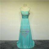 Turquoise Chiffon Bridesmaid Dresses With Pleated Sash BM1531 thumbnail-1