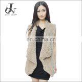 Ladys Genuine Rabbit Fur Vest Winter Female Nitted Outerwear Waistcoat