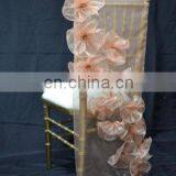 Newest Design Fancy Shiny Purple Wedding Tiffany Ruffle Chair Sash thumbnail-5