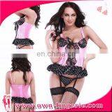Pink With Black Point Girl's Waist Training Corset Skirt thumbnail-2