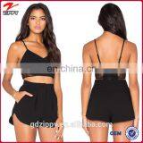 Adjustable Shoulder Straps Black Lace Crop Tops for Sexy Women thumbnail-1