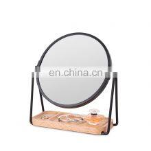 Bamboo Makeup Mirror Desktop Standing Cosmetic Double Side Mirror
