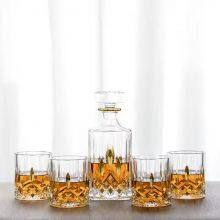 Wholesale Fashioned High Quality Crystal Glass Whiskey Decanter and 4 Whiskey Glasses Set thumbnail-1
