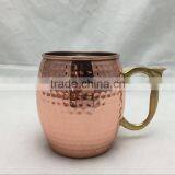 20oz Hammered Copper Moscow Mule Mug Handmade of 100% Pure Copper, Brass Handle Hammered Moscow Mule Mug / Cup. Quality Choice thumbnail-1
