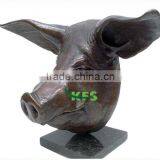 Bronze Big Pig Head Sculpture thumbnail-1