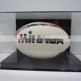 Customized Rugby Ball Display Case Full Size Acrylic With Black Acrylic Base thumbnail-1