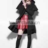 PY-160 Lolita Black Skinny Zipper Woman CLoak Style Coats With Hooded thumbnail-6