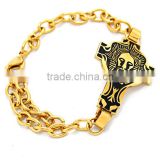 TKB-B0388 Lion Head Cross Bracelets Very Popular Christians Style Jewelry Stainless St 316L Stainless Steel Gold filled