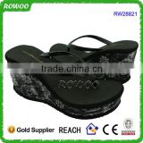 Glitter Sequined Platform Lady Textile Wrapped Sole High Heel Thing Sandals