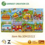 9 Pieces Intellectual Wooden Puzzles(8 Styles Asst'')