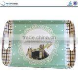Eco-friendly Bamboo Fiber Custom Printed Square Carrying Serving Tray With Handles thumbnail-3