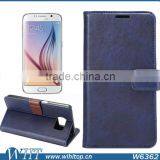 Retro Leather Flip Wallet Case for Galaxy S6,Crazy Horse Pattern for S6 Protective Case thumbnail-3