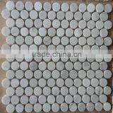 Round Circle Chips of White Marble Mosaic thumbnail-1