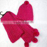 Wholesale Knitted Women Red Winter Hat and Scarf Sets