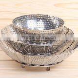 New Chinese Stainless Steel Steamer Dish Fruit Tray Folding Egg Dishes Steamer Tray Kitchen Basket thumbnail-3