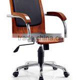 office swivel chair with solid wood armrest