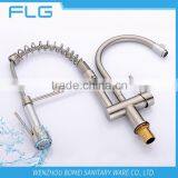 Useful Nickel Brushed UPC Pull Down And Rotating Spout Combined In One Kitchen Sink Faucet Mixer Tap FLG3763 thumbnail-2