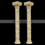 Hand Carved Carved Yellow Marble Roman Pillar Design