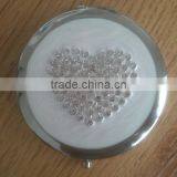 Rhinestone Pearls Beaded Metal Heart Compact Mirror thumbnail-2