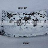 Cast Aluminum Rectangular Bowl With White and Silver Enamel