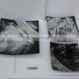 Cast Aluminium Square Tray With Black Food Safe Enamel and Mother of Pearl Mosaic Mosaic