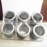 6 Pcs Spice Herb Use Airtight Magnet Spice Tin Jar Set With Tray thumbnail-2
