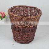 ROUND WILLOW WOVEN WICKER WASTE BASKET thumbnail-3