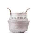 Metalic Silver Seagrass Basket/ Laundry Seagrass Storage Basket/ Decor Basket thumbnail-2