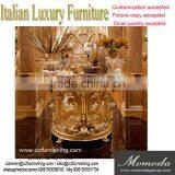 Momoda New Arrival Luxury Golden Round Dining Table Royal Dining Room Italian Furniture Customized Furniture Supplier China thumbnail-1
