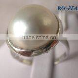 Fashion Jewellery Silver Plated Rhinestone Pearls Rings Tahitian Pearl Ring thumbnail-2