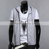 Blank Waistcoat Zipper Hoodies Sports Sweatshirt Plain Cotton Gray Black 2 Colors thumbnail-2