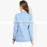 Newest Fashion Design Plain Light Blue Women Jeans Jacket Wholesale thumbnail-2