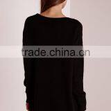 Custom Made Women Cashmere Jumper With Round Neck Longline Oversized Long Sleeve Pullover Sweater For Ladies thumbnail-2