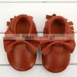 Plain crown high quality baby soft leather shoes lovely fashion baby moccasins