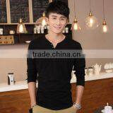 Customized Men Long Sleeve V-neck T-shirt for Wholesale thumbnail-3
